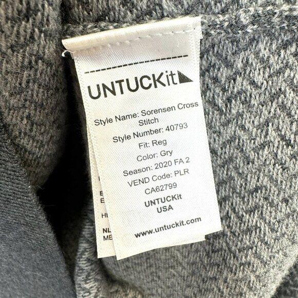 UNTUCKit Sweater Mens Size XL Sorensen Cross Stitch Gray Mock Neck Merino Wool - Picture 3 of 4